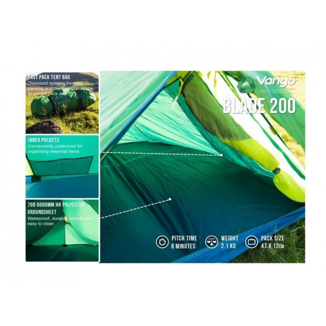 VANGO BLADE 200 PAMIR GREEN TENT VANGO BLADE 200 PAMIR GREEN TENT