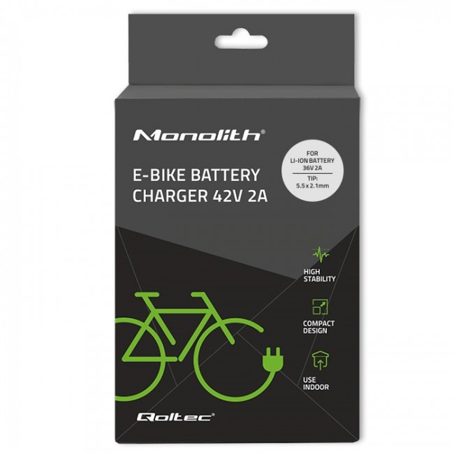 Qoltec 50760 Charger for e-bike batteries 36V | 42V | 2A | 5.5*2.1 Qoltec 50760 Charger for e-bike batteries 36V | 42V | 2A | 5.5*2.1