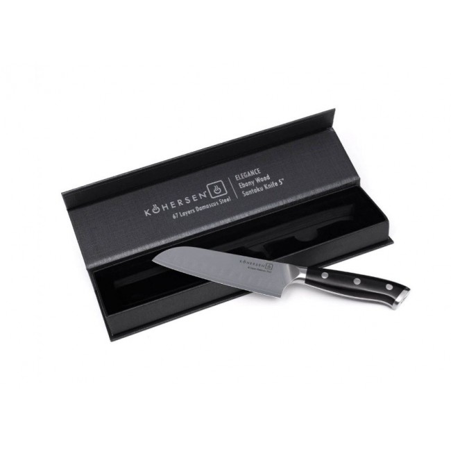 Kohersen Elegance Ebony Wood Santoku knife Damascus steel 12.7 cm Kohersen Elegance Ebony Wood Santoku knife Damascus steel 12.7 cm