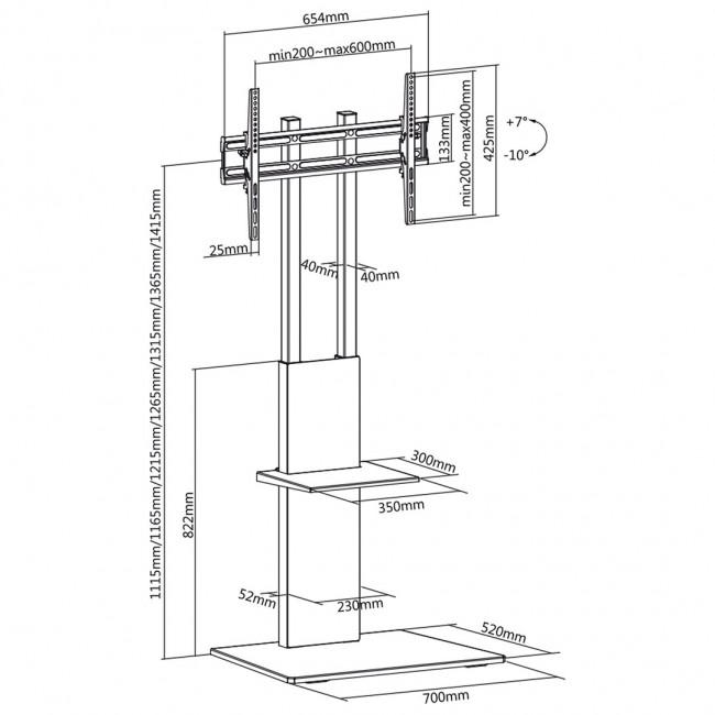 Maclean MC-865 Professional Modern TV Floor Stand with a Shelf for 37 Maclean MC-865 Professional Modern TV Floor Stand with a Shelf for 37