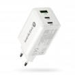 Charger GaN 1 x USB, 2 x USB-C Quick Charge 4+ 65W white