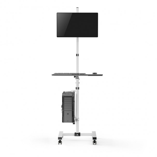Maclean professional laptop stand cart, mobile computer workstation on wheels, max 17