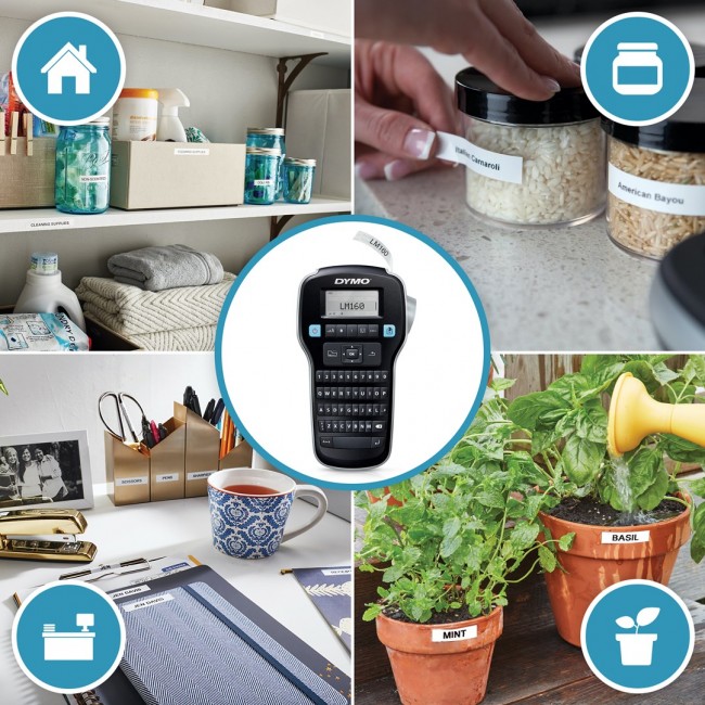 DYMO LabelManager 160 Label Maker Starter Kit with 3 rolls of D1 Label Tape | Handheld Label Printer Machine | QWERTY Keyboard | Ideal for Office or Home