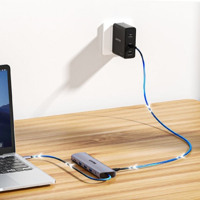 UNITEK D1113BGY01 interface hub 2 x USB 3.2 Gen 2 (3.1 Gen 2) Type-C 1000 Mbit/s Grey