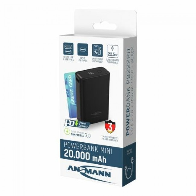 Ansmann PB222PD Lithium Polymer (LiPo) 20000 mAh Black Ansmann PB222PD Lithium Polymer (LiPo) 20000 mAh Black