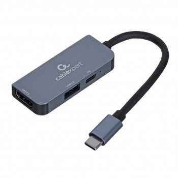 Gembird A-CM-COMBO3-02 USB Type-C 3-in-1 multi-port adapter (USB port + HDMI + PD), silver