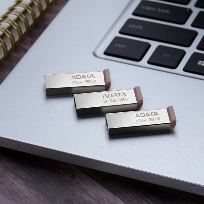 ADATA UR350 USB flash drive 256 GB USB Type-A 3.2 Gen 1 (3.1 Gen 1) Brown, Stainless steel