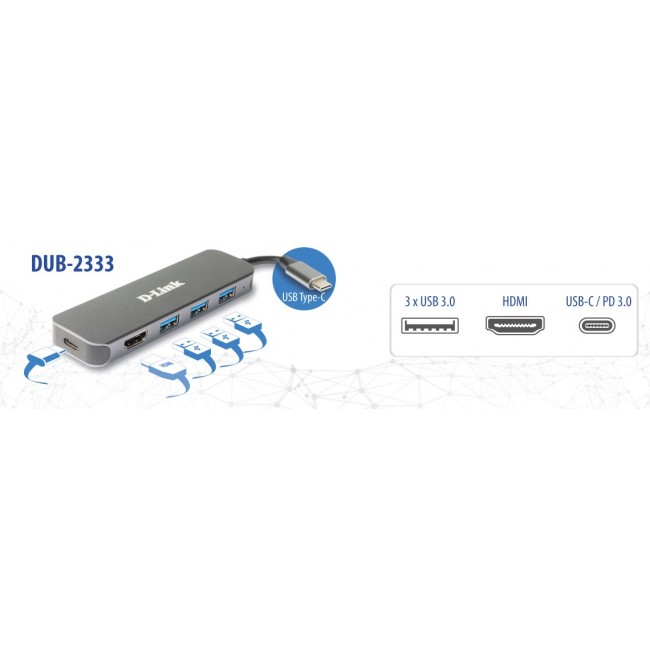 D-Link 5-in-1 USB-C Hub with HDMI/Power Delivery DUB-2333