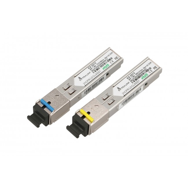 Extralink SFP WDM Module SFP 1.25G 1,25Gbps, 1310/1550nm, single mode, 20km, SC, DOM, pair Extralink SFP WDM Module SFP 1.25G 1,25Gbps, 1310/1550nm, single mode, 20km, SC, DOM, pair