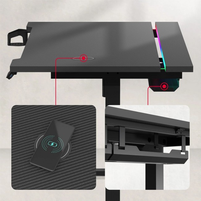 Huzaro Hero 8.7 RGB Electric Gaming Desk Black