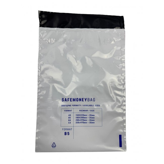 Security envelopes BESTPAK SAFEMONEYBAG deposit envelopes 190x260+35 mm B5 100 pcs. Transparent