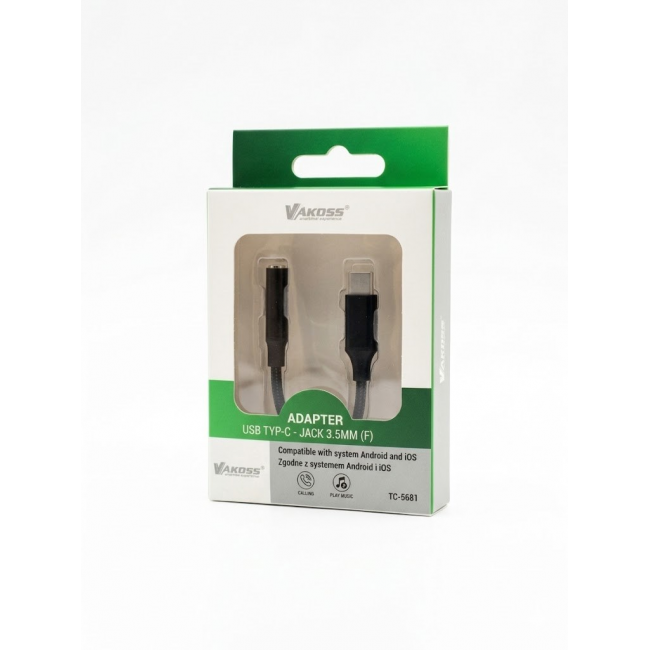 Vakoss TC-5681 Headphone Adapter (USB-C to 3.5mm Mini-Jack) Black