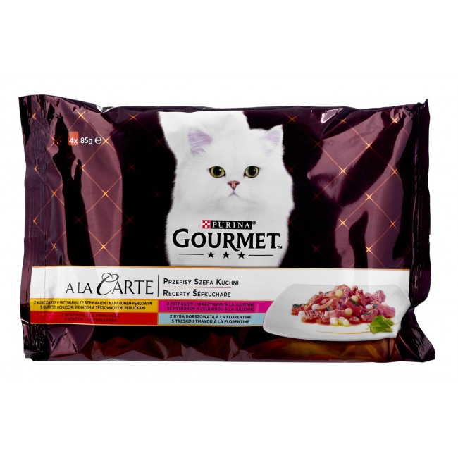 GOURMET A la Carte Chicken, Trout, Beef, and Fish - wet cat food - 4 x 85 g