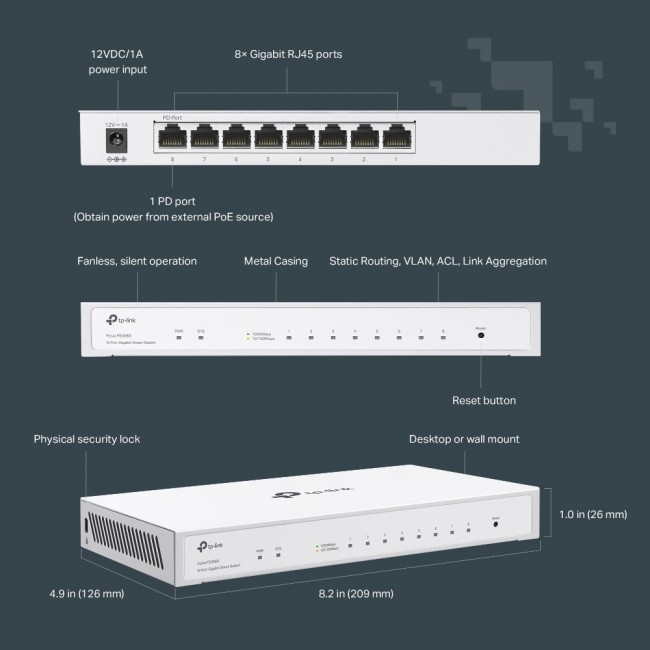 TP-Link Festa FS308G Managed L2/L2+ Gigabit Ethernet (10/100/1000) Power over Ethernet (PoE) White TP-Link Festa FS308G Managed L2/L2+ Gigabit Ethernet (10/100/1000) Power over Ethernet (PoE) White