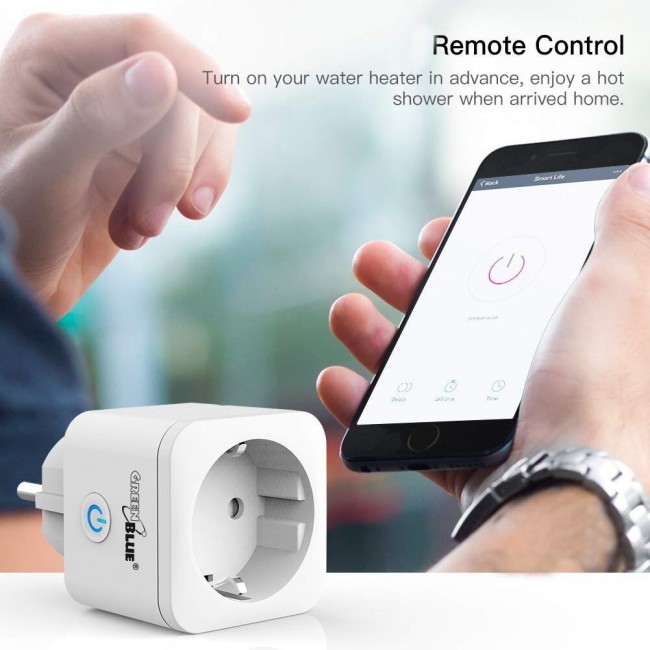 GreenBlue WiFi remote controlled socket, Android/iOS/Alexa/Google Home, energy cons. Energy, timer, max 3680W, type F, GB720 F GreenBlue WiFi remote controlled socket, Android/iOS/Alexa/Google Home, energy cons. Energy, timer, max 3680W, type F, GB720 F