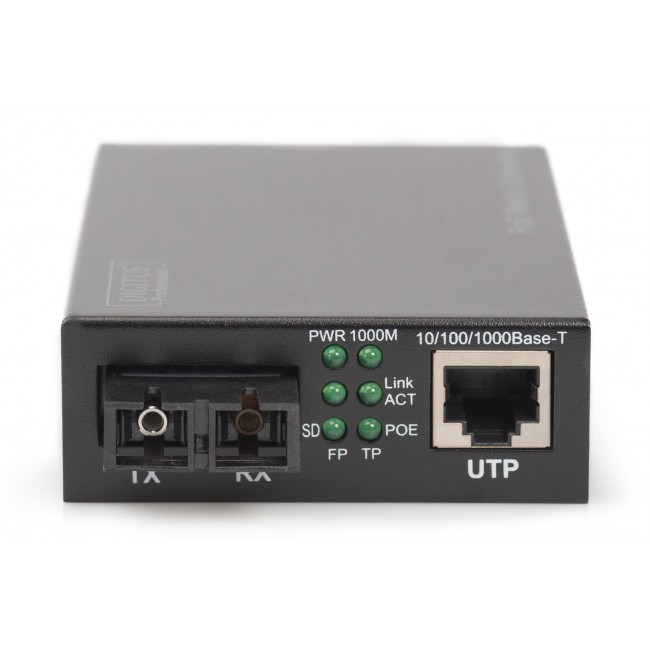 Digitus Gigabit PoE media converter, RJ45 / SC, SM, PSE