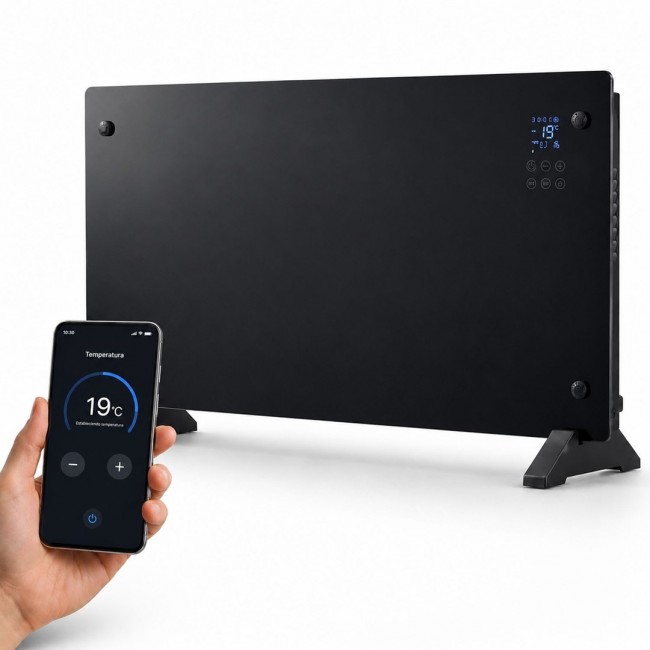 Extralink SMART GLASS PANEL HEATER, BLACK, 2000W, WIFI, LPL-23A-BL