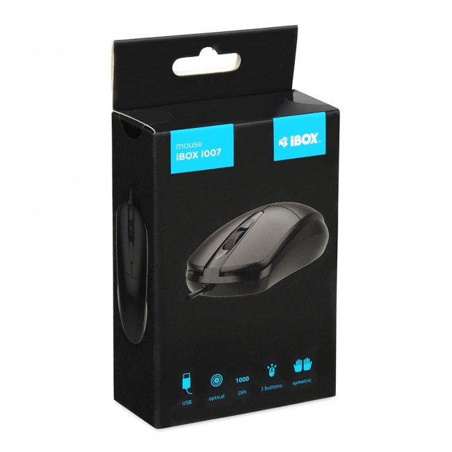 iBOX i007 wired optical mouse, black iBOX i007 wired optical mouse, black