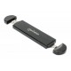 Manhattan M.2 NVMe and SATA SSD Enclosure, USB-C & USB-A Male Connection, Up to 10 Gbps (USB 3.2 Gen2 aka USB 3.1), For 2230/2242/2260/2280 SSDs with M Key or B+M Key, SuperSpeed+ USB, Aluminum, Black, Three Year Warranty Manhattan M.2 NVMe and SATA SSD Enclosure, USB-C & USB-A Male Connection, Up to 10 Gbps (USB 3.2 Gen2 aka USB 3.1), For 2230/2242/2260/2280 SSDs with M Key or B+M Key, SuperSpeed+ USB, Aluminum, Black, Three Year Warranty