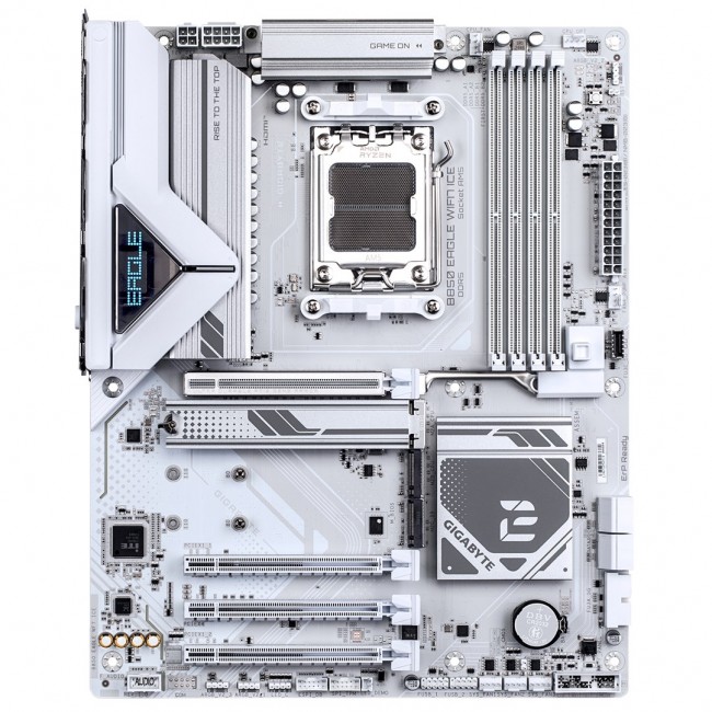 GIGABYTE B850 EAGLE WIFI7 ICE Motherboard - AMD Ryzen 9000 Series CPUs, 8+2+2 Phases Digital VRM, up to 8200MHz DDR5 (OC), 1xPCIe 5.0 + 2xPCIe 4.0 M.2, WIFI 7, 2.5 GbE LAN, USB 3.2 Gen 2