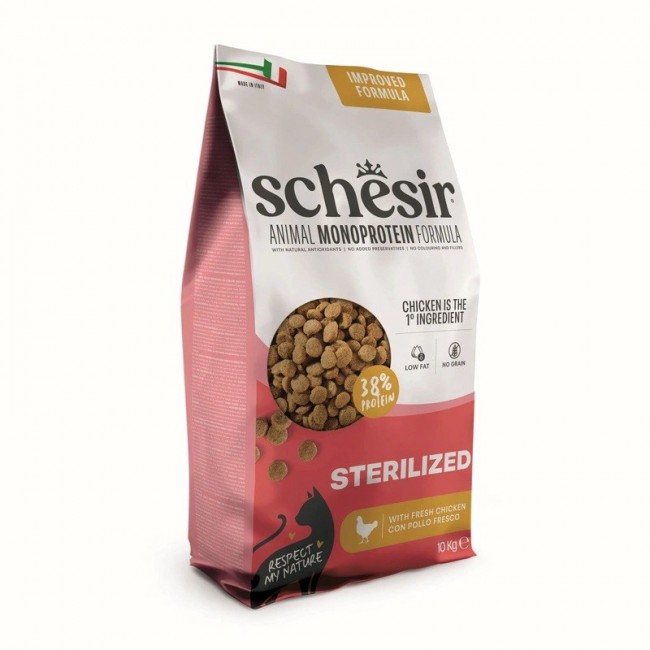 SCHESIR Animal Mono Protein Formula Sterilized chicken dry cat food 10 kg