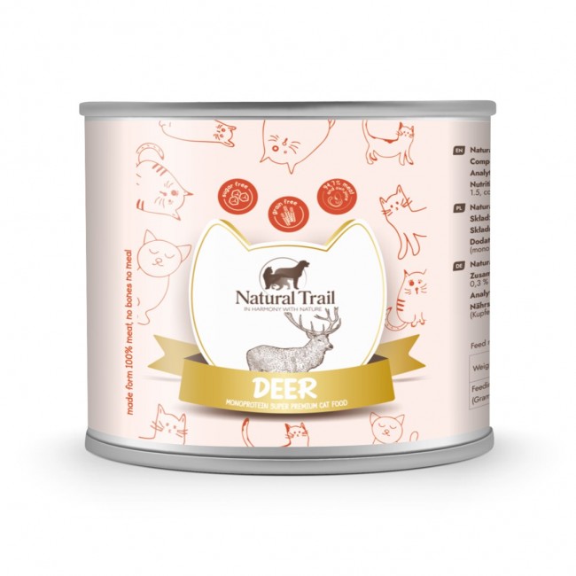 NATURAL TRAIL Monoprotein Deer - wet cat food - 185g NATURAL TRAIL Monoprotein Deer - wet cat food - 185g