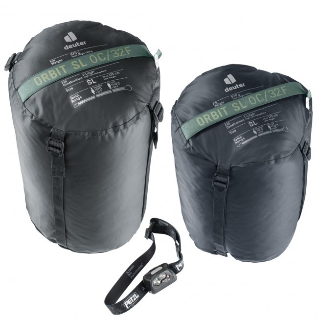 Deuter Orbit SL 0C/32F Adult Mummy sleeping bag Fabric, Polyethersulfone (PES), Ripstop Green