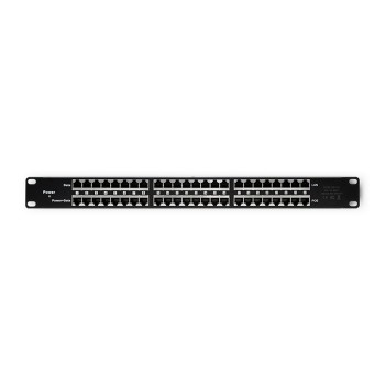 Qoltec 54477 Patch panel RACK| 48V | 24 ports | Passive PoE injector | Black