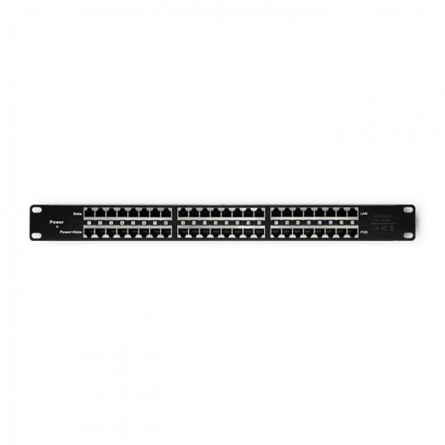 Qoltec 54477 Patch panel RACK| 48V | 24 ports | Passive PoE injector | Black
