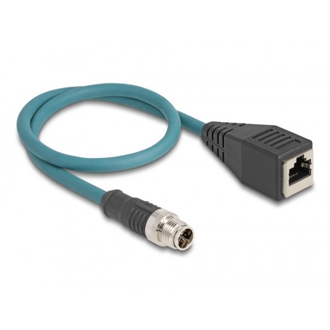 DeLOCK M12 Adapter Cable X-coded 8 pin male to RJ45 female 50 cm