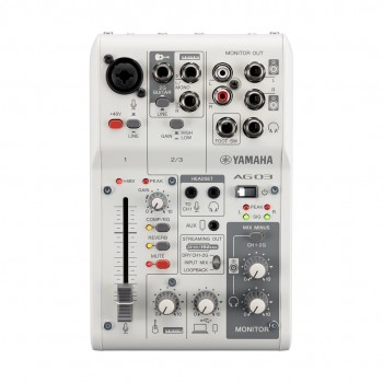 Yamaha AG03 MK2 - 3-channel live streaming mixer with USB audio interface, white