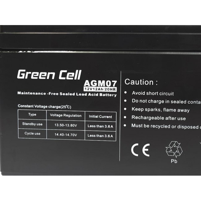 GREEN CELL GEL BATTERY AGM07 12V 12AH