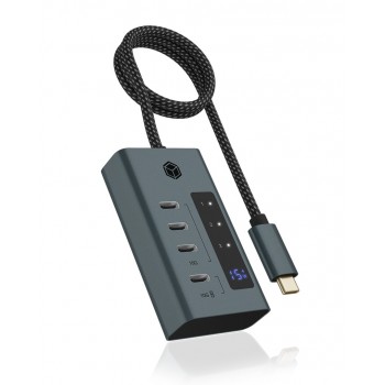 ICY BOX IB-HUB1454-C31 USB 3.2 Gen 1 (3.1 Gen 1) Type-C 10000 Mbit/s Blue, Grey