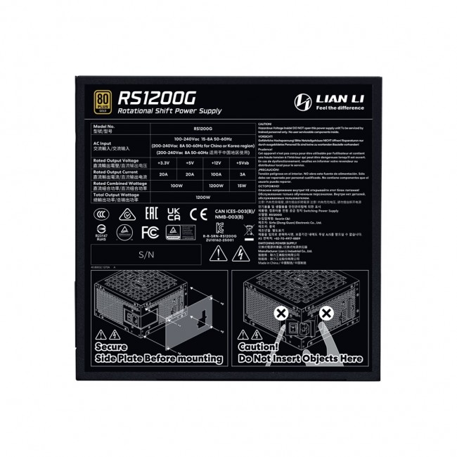 Lian Li RS1200G power supply unit 1200 W 20+4 pin ATX ATX Black