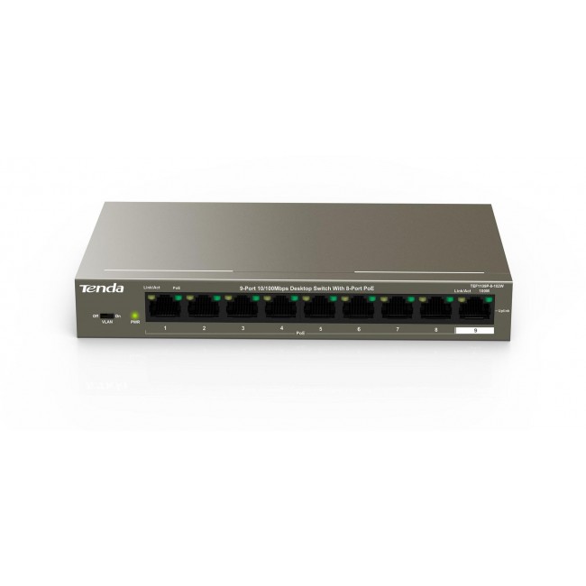 Tenda TEF1109P-8-102W network switch Fast Ethernet (10/100) Power over Ethernet (PoE) Metallic