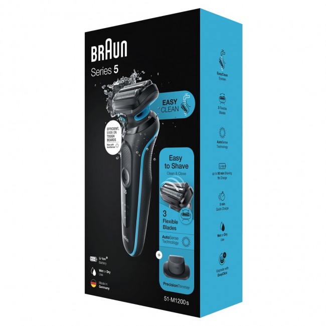Braun Series 5 51-M1200s men's shaver Foil shaver Trimmer Black, Blue