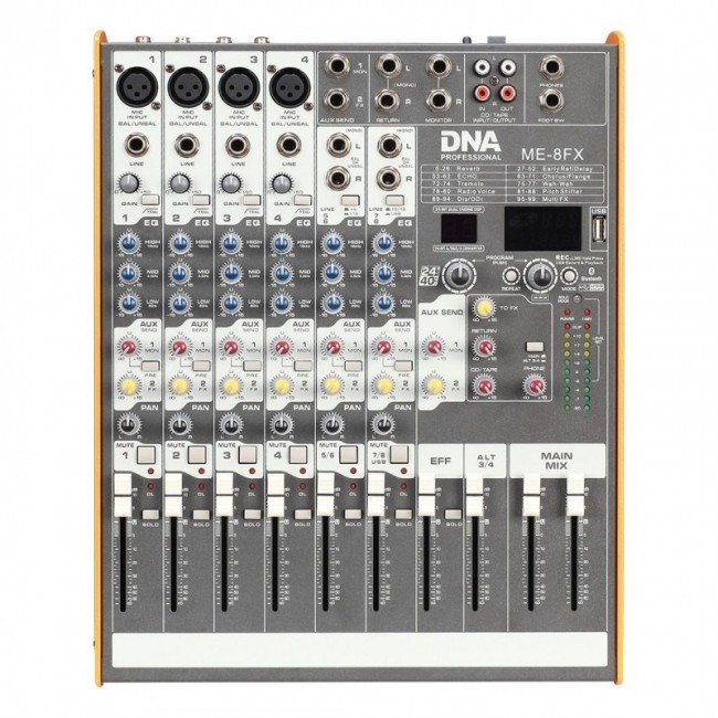 DNA ME-8FX audio mixer, 8 channels, USB, Bluetooth