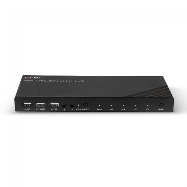 Lindy KVM Switch HDMI 18G, USB 2.0 & Audio, 4 Port Lindy KVM Switch HDMI 18G, USB 2.0 & Audio, 4 Port
