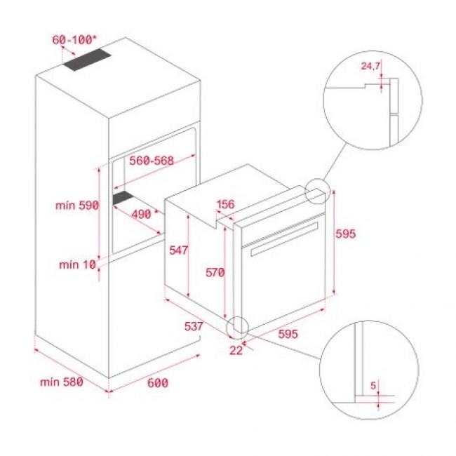 Teka NEO HSB 6350 SS 70 L 2615 W Stainless steel