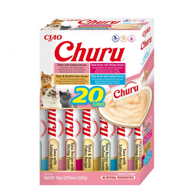 INABA Churu Variety box Seafood - cat treats - 20 x 14g INABA Churu Variety box Seafood - cat treats - 20 x 14g