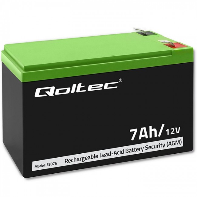 Qoltec 53076 AGM battery | 12V | 7Ah | Security Qoltec 53076 AGM battery | 12V | 7Ah | Security
