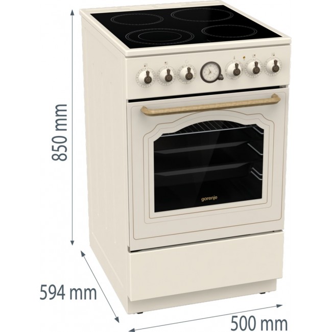 Gorenje GECS5B70CLI Freestanding cooker Electric Ceramic hob Beige