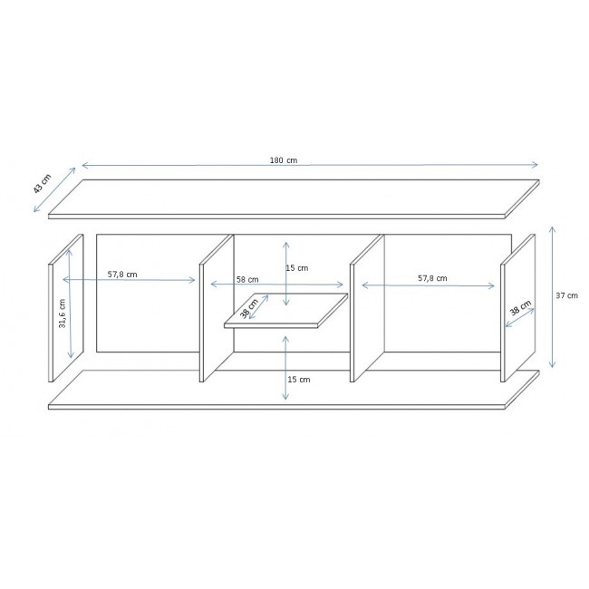 Cama TV stand SOHO 180 black/white gloss Cama TV stand SOHO 180 black/white gloss