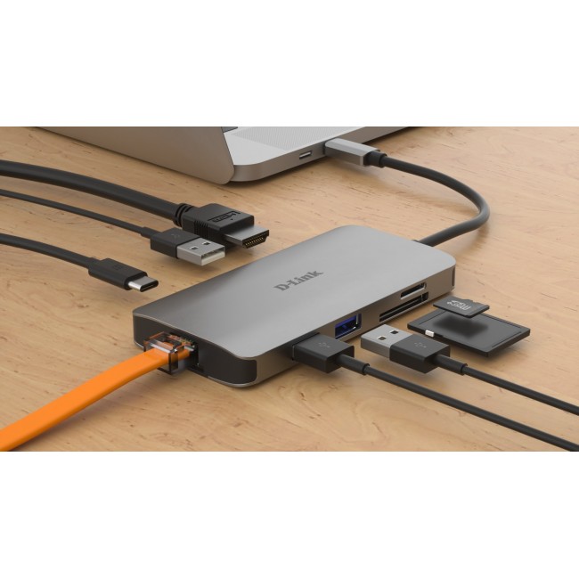 D-Link DUB M810 - 8 in 1 USB C Hub with HDMI/Ethernet/Card Reader/Power Delivery