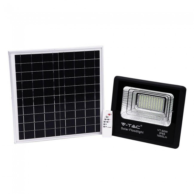 LED Solar Projector V-TAC 20W Black IP65, Remote Control, Timer VT-60W 6000K 1650lm LED Solar Projector V-TAC 20W Black IP65, Remote Control, Timer VT-60W 6000K 1650lm