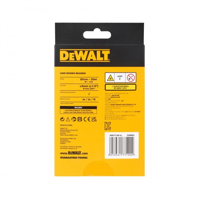 DeWALT DWHT77100-XJ distance meter DeWALT DWHT77100-XJ distance meter
