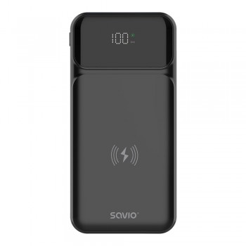 Savio BA-09 power bank Lithium Polymer (LiPo) 37 mAh Wireless charging Black