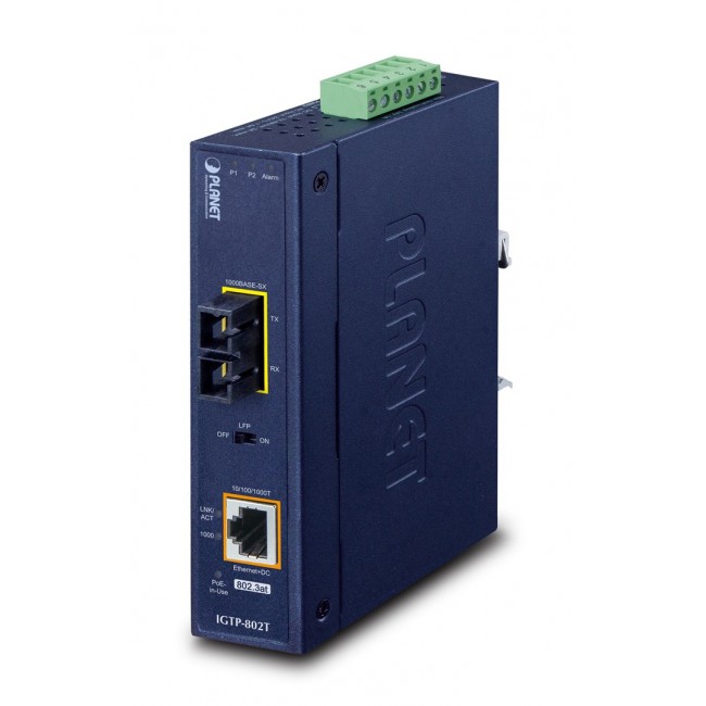 PLANET IP30 Industrial 10/100/1000BA network media converter 1000 Mbit/s Blue