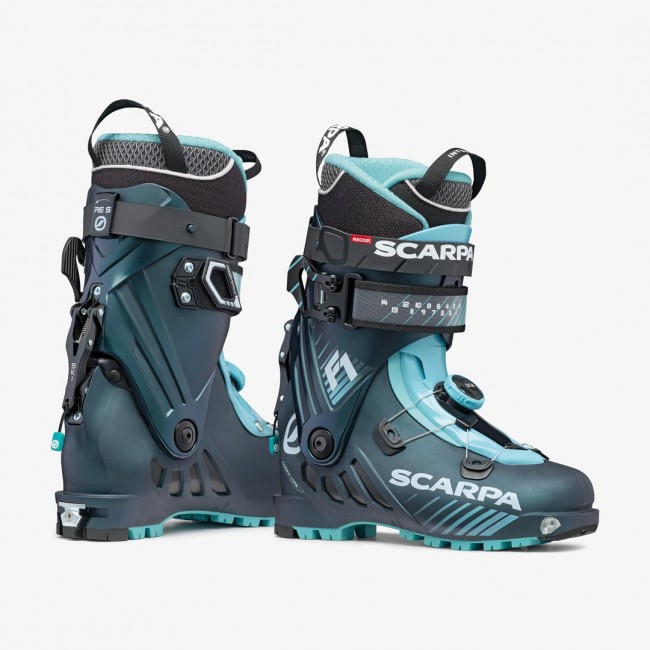 Scarpa F1 WOMAN, 230, Anthracite - Aqua, TLT (Optimized Touring Pivot - 6mm) Scarpa F1 WOMAN, 230, Anthracite - Aqua, TLT (Optimized Touring Pivot - 6mm)