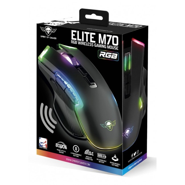 Spirit of Gamer ELITE M70 mouse Gaming Right-hand RF Wireless + Bluetooth Optical 4800 DPI